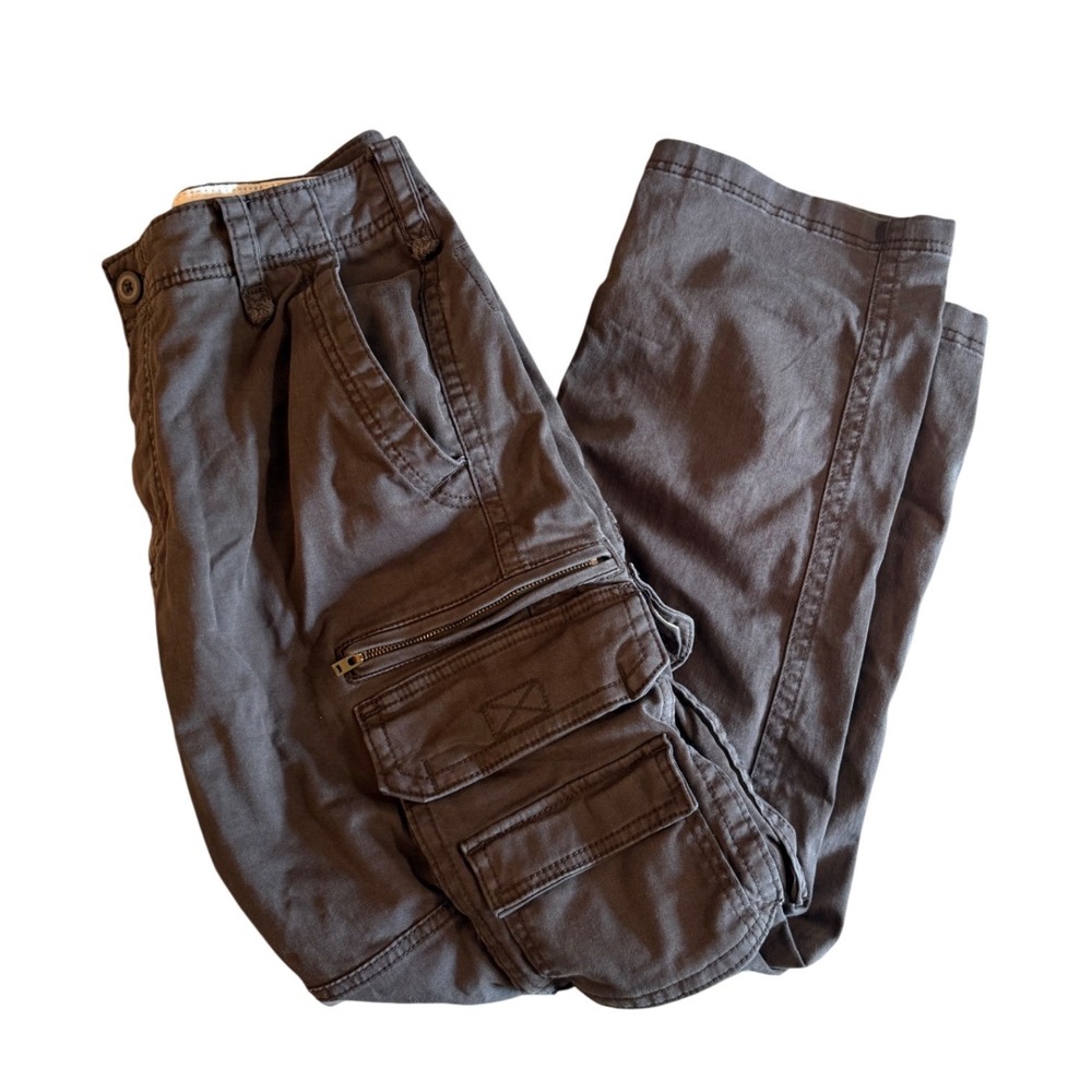 Hollister Mens Loose Fit Cargo Pants 32x30 Charcoal Brown Utility Multi-Pocket